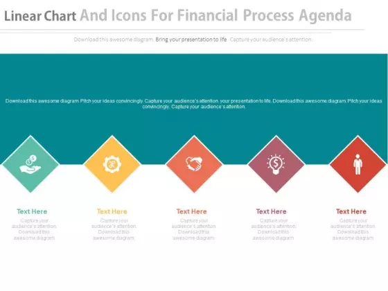 Linear Diamond Chart With Icons For Financial Progress Powerpoint Template