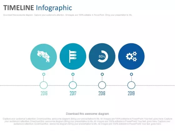 Linear Timeline Diagram With Icons Powerpoint Slides