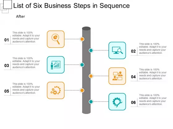 List Of Six Business Steps In Sequence Ppt PowerPoint Presentation Gallery Inspiration PDF