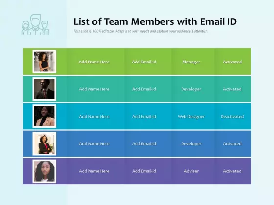 List Of Team Members With Email ID Ppt PowerPoint Presentation File Inspiration PDF
