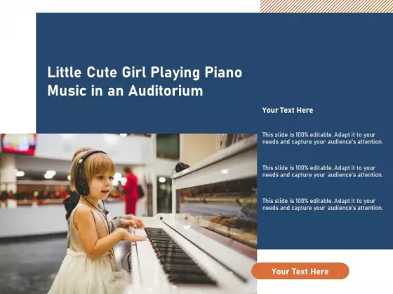 Little Cute Girl Playing Piano Music In An Auditorium Ppt PowerPoint Presentation File Images PDF