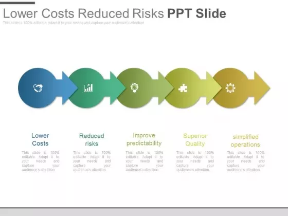 Lower Costs Reduced Risks Ppt Slide