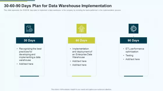 MIS 30 60 90 Days Plan For Data Warehouse Implementation Ppt PowerPoint Presentation Summary Clipart PDF