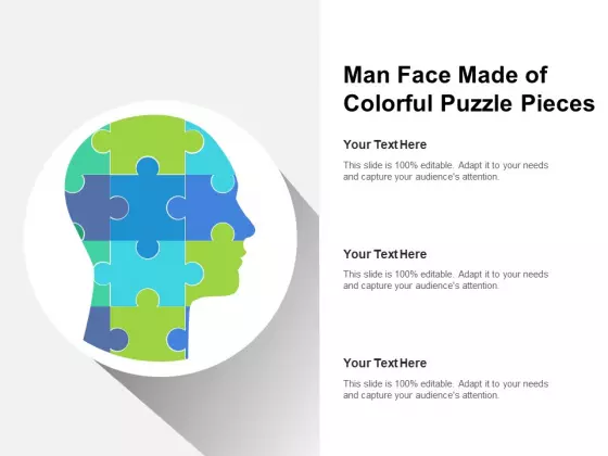 Man Face Made Of Colorful Puzzle Pieces Ppt PowerPoint Presentation Professional Styles PDF