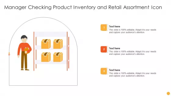 Manager Checking Product Inventory And Retail Assortment Icon Ppt File Example PDF