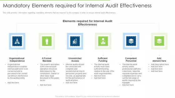 Mandatory Elements Required For Internal Audit Effectiveness Themes PDF