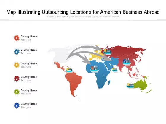 Map Illustrating Outsourcing Locations For American Business Abroad Ppt PowerPoint Presentation Gallery Information PDF