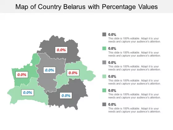 Map Of Country Belarus With Percentage Values Ppt PowerPoint Presentation Slides Introduction