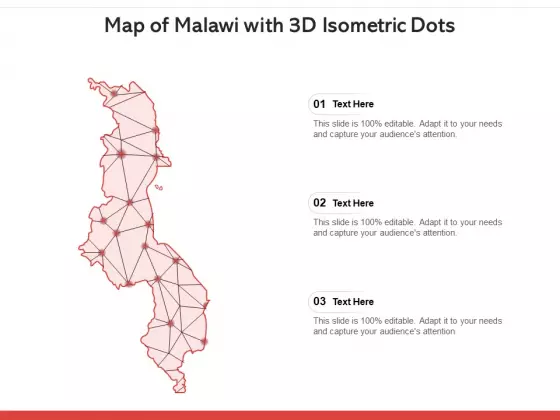 Map Of Malawi With 3D Isometric Dots Ppt PowerPoint Presentation Portfolio Information PDF