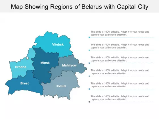 Map Showing Regions Of Belarus With Capital City Ppt PowerPoint Presentation Professional Outline