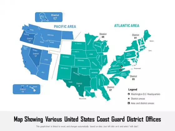 Map Showing Various United States Coast Guard District Offices Ppt PowerPoint Presentation Pictures Styles PDF