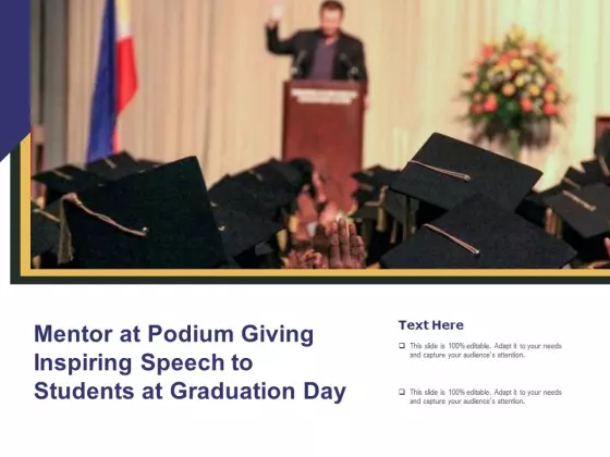 Mentor At Podium Giving Inspiring Speech To Students At Graduation Day Ppt PowerPoint Presentation File Guidelines PDF