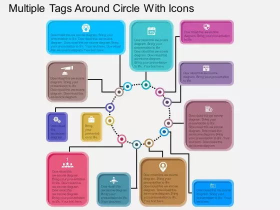 Multiple Tags Around Circle With Icons Powerpoint Templates