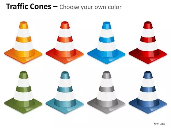 Multi Color Traffic Cones PowerPoint Slides And Ppt Diagram Templates