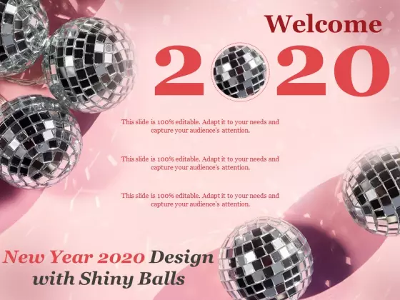 New Year 2020 Design With Shiny Balls Ppt PowerPoint Presentation Styles Shapes