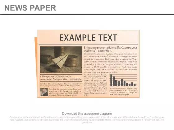 News Paper With Graph And Example Text Powerpoint Slides