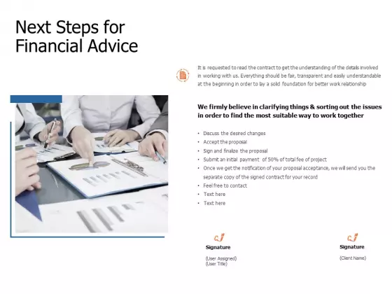 Next Steps For Financial Advice Ppt Powerpoint Presentation Visual Aids Backgrounds
