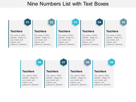 Nine Numbers List With Text Boxes Ppt PowerPoint Presentation Layouts Visuals