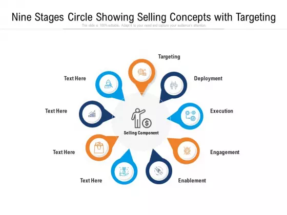 Nine Stages Circle Showing Selling Concepts With Targeting Ppt PowerPoint Presentation File Example PDF