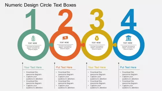 Numeric Design Circle Text Boxes Powerpoint Template