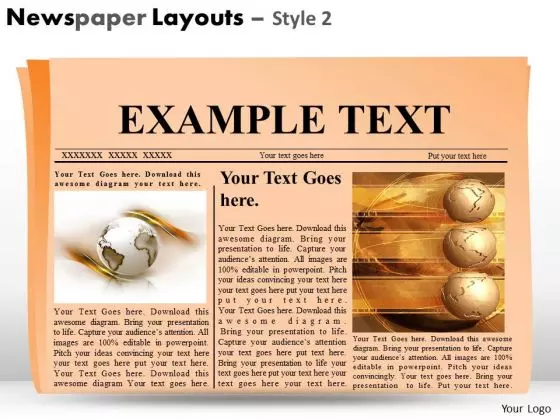 Newspaper Headline Layout PowerPoint Slides And Editable Ppt Graphics