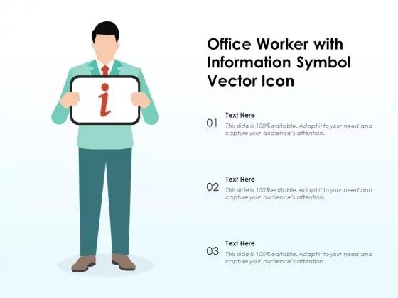 Office Worker With Information Symbol Vector Icon Ppt PowerPoint Presentation File Visuals PDF