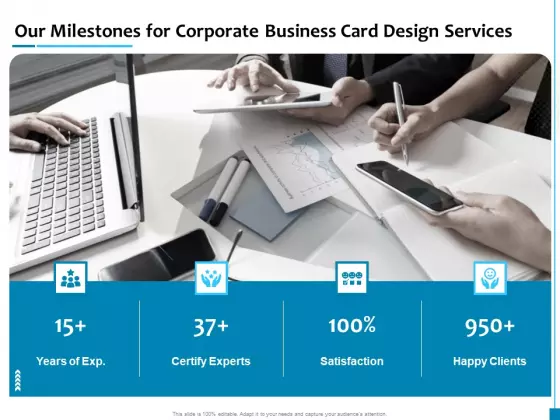 Our Milestones For Corporate Business Card Design Services Information PDF