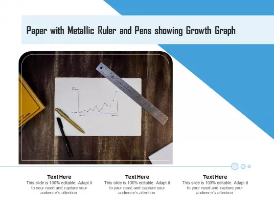 Paper With Metallic Ruler And Pens Showing Growth Graph Ppt PowerPoint Presentation Professional Shapes PDF