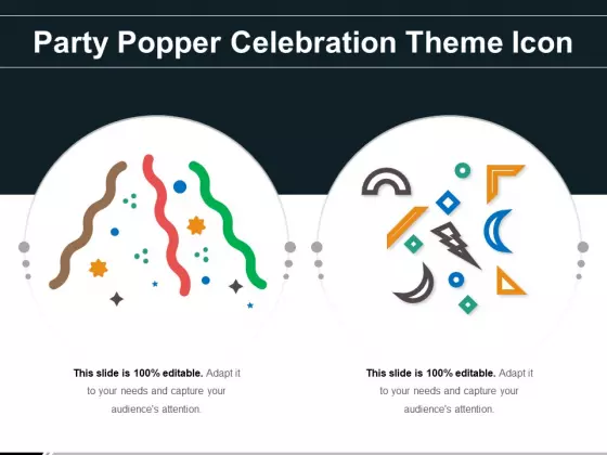 Party Popper Celebration Theme Icon Ppt PowerPoint Presentation File Background Designs PDF