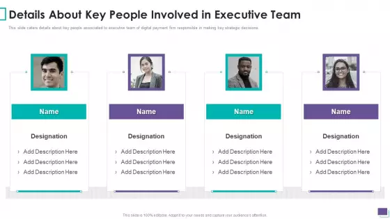Payment Gateway Firm Details About Key People Involved In Executive Team Themes PDF
