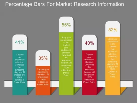 Percentage Bars For Market Research Information Powerpoint Template