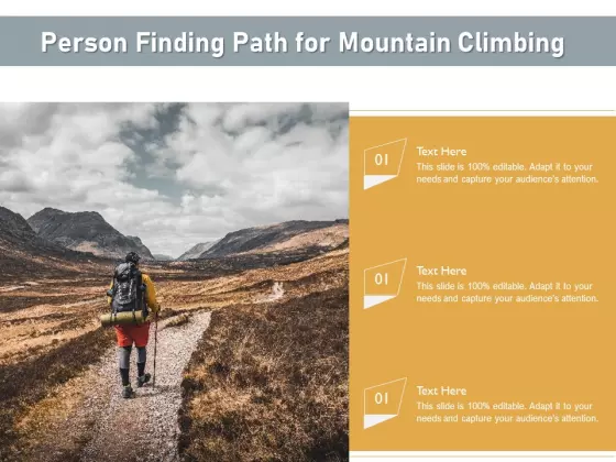 Person Finding Path For Mountain Climbing Ppt PowerPoint Presentation File Pictures PDF