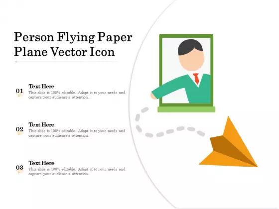 Person Flying Paper Plane Vector Icon Ppt PowerPoint Presentation Show File Formats PDF
