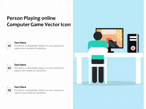 Person Playing Online Computer Game Vector Icon Ppt PowerPoint Presentation Icon Professional PDF