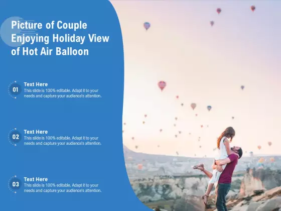 Picture Of Couple Enjoying Holiday View Of Hot Air Balloon Ppt PowerPoint Presentation Gallery Clipart Images PDF
