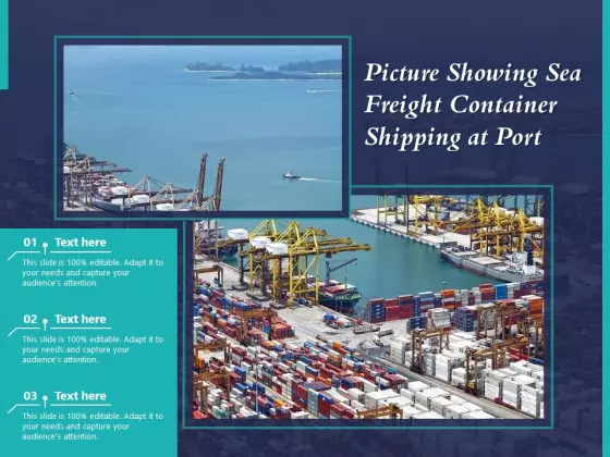 Picture Showing Sea Freight Container Shipping At Port Ppt PowerPoint Presentation Icon Brochure PDF