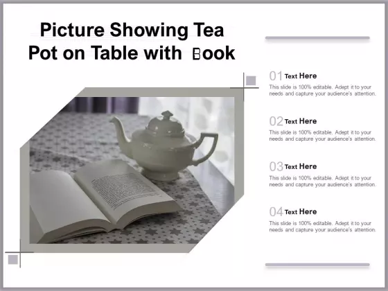 Picture Showing Tea Pot On Table With Book Ppt PowerPoint Presentation Portfolio Model PDF