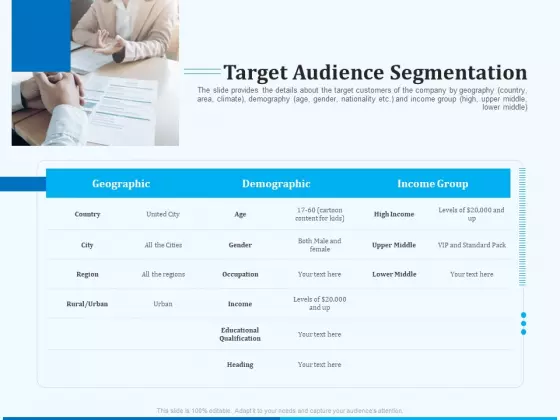Pitch Deck For Seed Financing Target Audience Segmentation Ppt Model Tips PDF