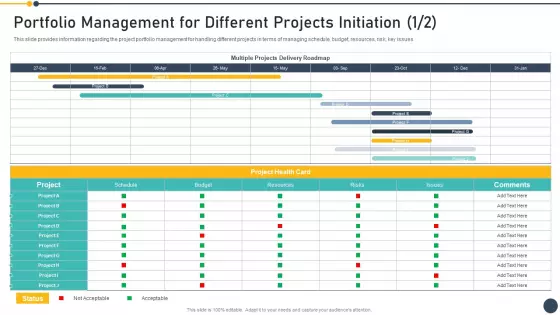 Playbook For Project Administrator Portfolio Management For Different Projects Initiation Ideas PDF