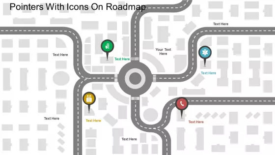 Pointers With Icons On Roadmap Powerpoint Templates