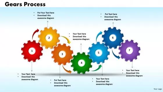 PowerPoint Process Gears Process Teamwork Ppt Slides