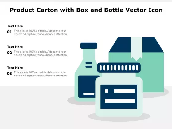 Product Carton With Box And Bottle Vector Icon Ppt PowerPoint Presentation Icon Files PDF