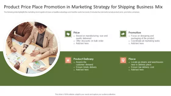 Product Price Place Promotion In Marketing Strategy For Shipping Business Mix Brochure PDF