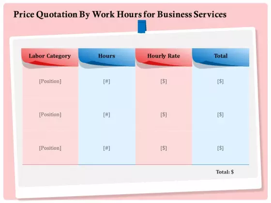 Professional Price Quotation By Work Hours For Business Services Ppt Layouts Example File PDF