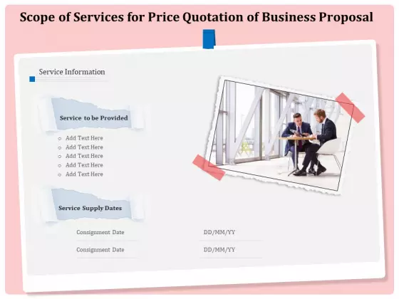 Professional Scope Of Services For Price Quotation Of Business Proposal Designs PDF