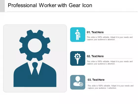 Professional Worker With Gear Icon Ppt PowerPoint Presentation Icon Smartart