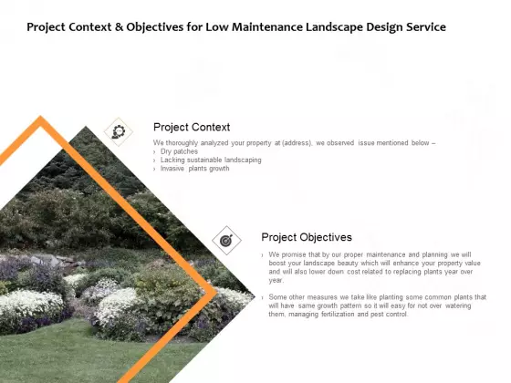 Project Context And Objectives For Low Maintenance Landscape Design Service Ppt PowerPoint Presentation Portfolio