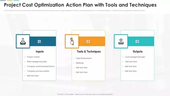 Project Cost Optimization Action Plan With Tools And Techniques Structure PDF