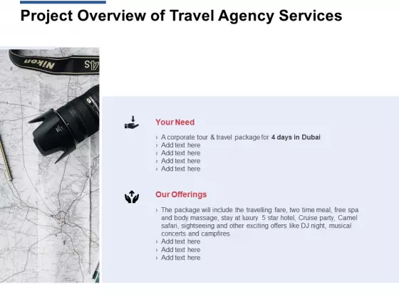 Project Overview Of Travel Agency Services Ppt Powerpoint Presentation Styles Background Designs