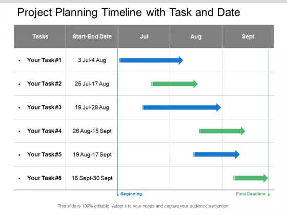 Project Planning Timeline With Task And Date Ppt PowerPoint Presentation Infographic Template Pictures